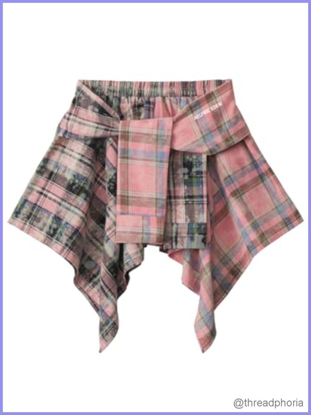 Irregular Patchwork Tie Dye Plaid A-Line Mini Skirt Y2K Streetwear High Waist